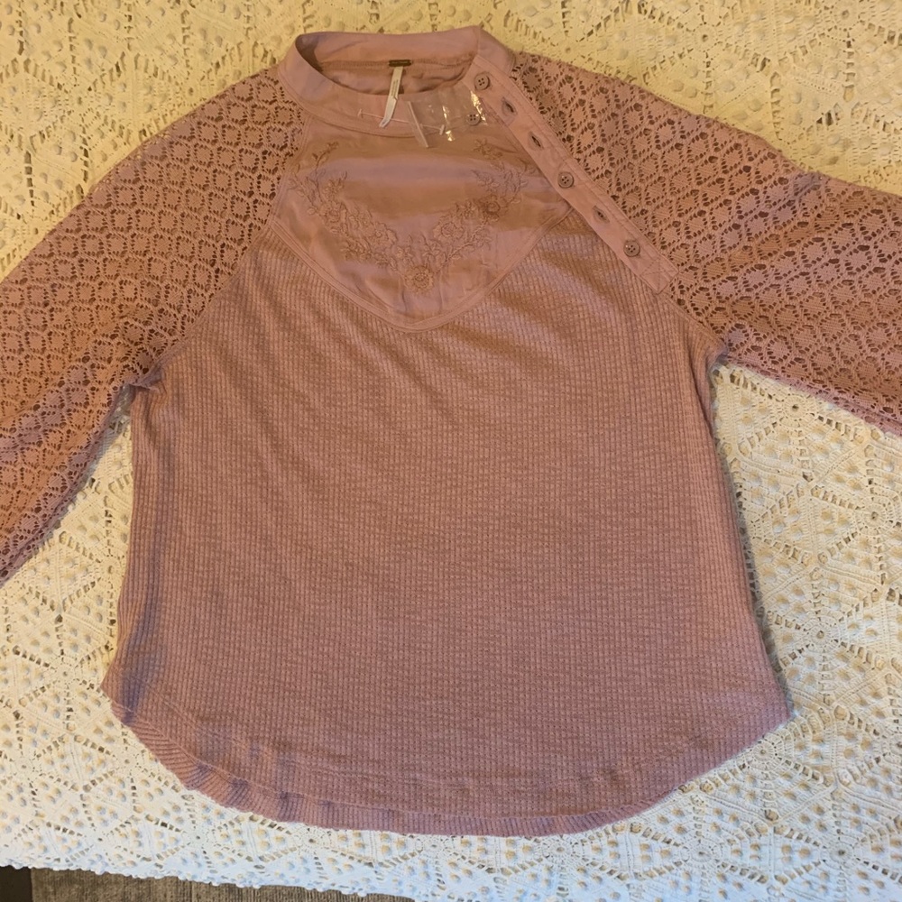 Free people knit top with floral detail